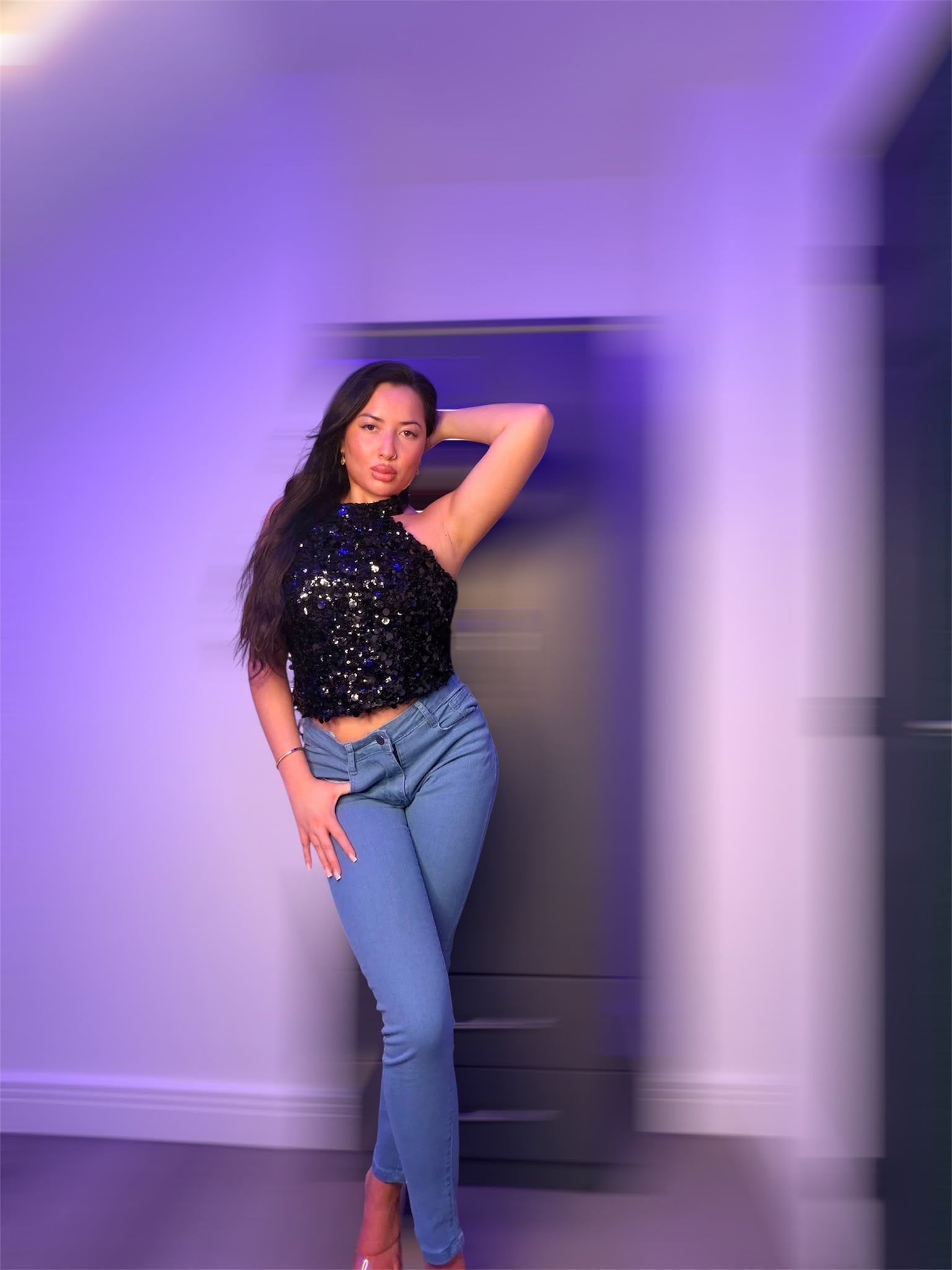 Light Blue Mid Rise Stretchy Jeans