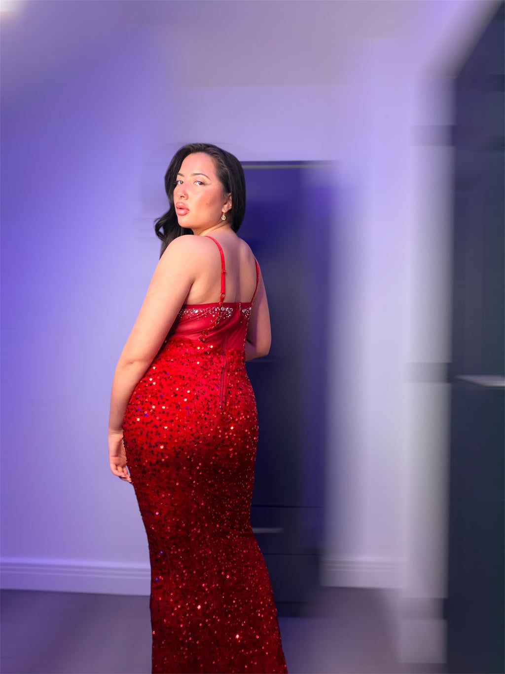 Red Sequin Evening Dress