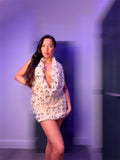 Cream Deep V-Neck Mini Dress