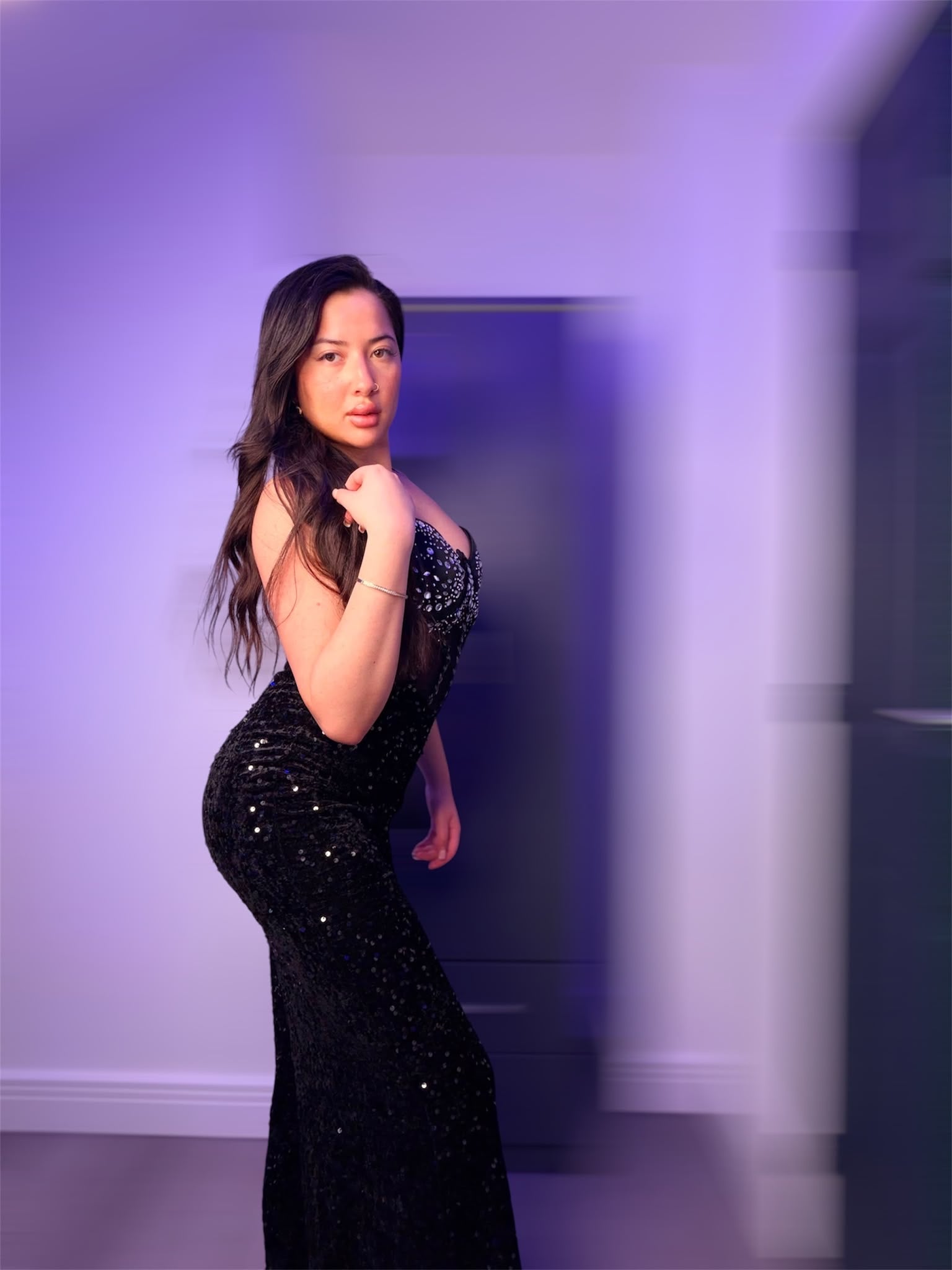 Black Sequin Evening Dress