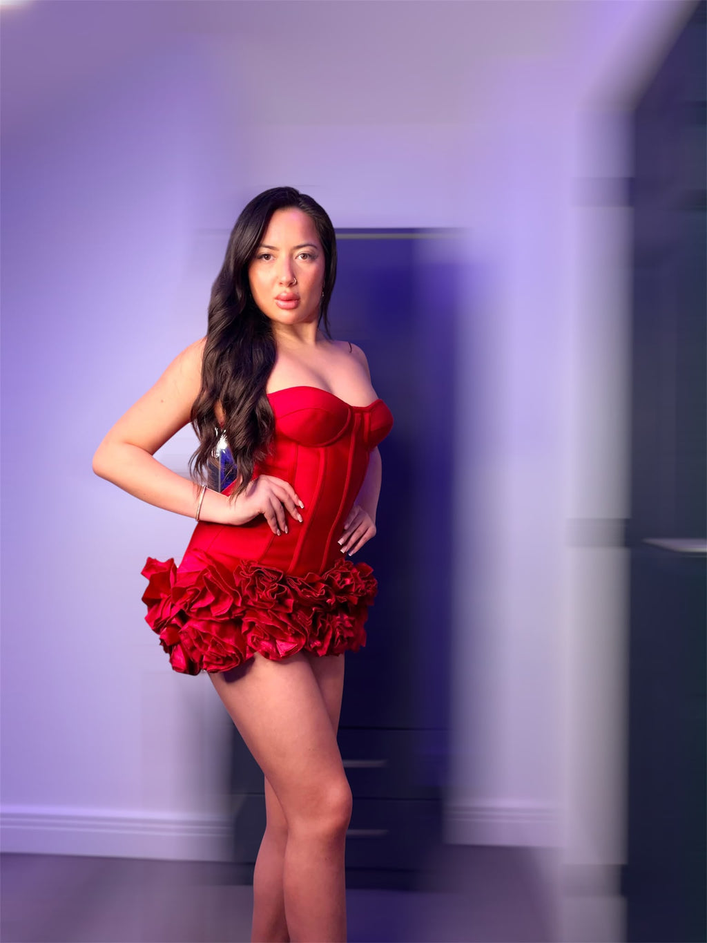 Red Corset Mini Skirt Dress