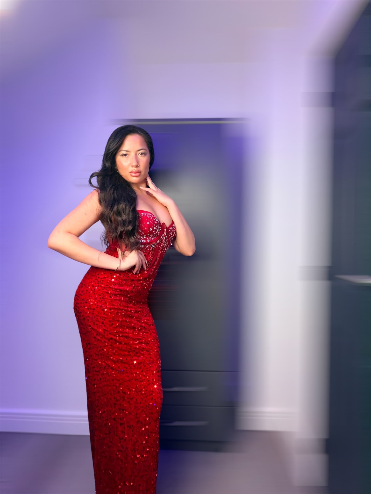 Red Sequin Evening Dress