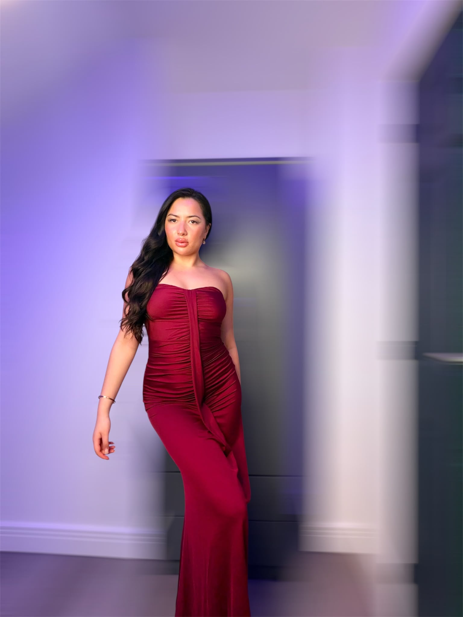 Strapless Burgundy Maxi Dress