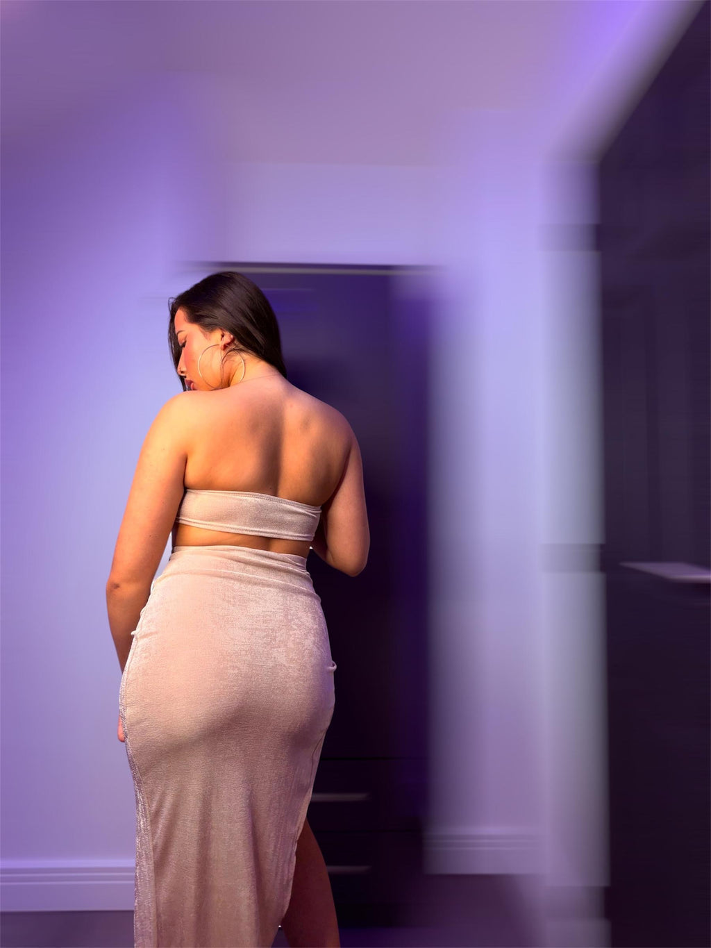 Beige Two-Piece Skirt Set