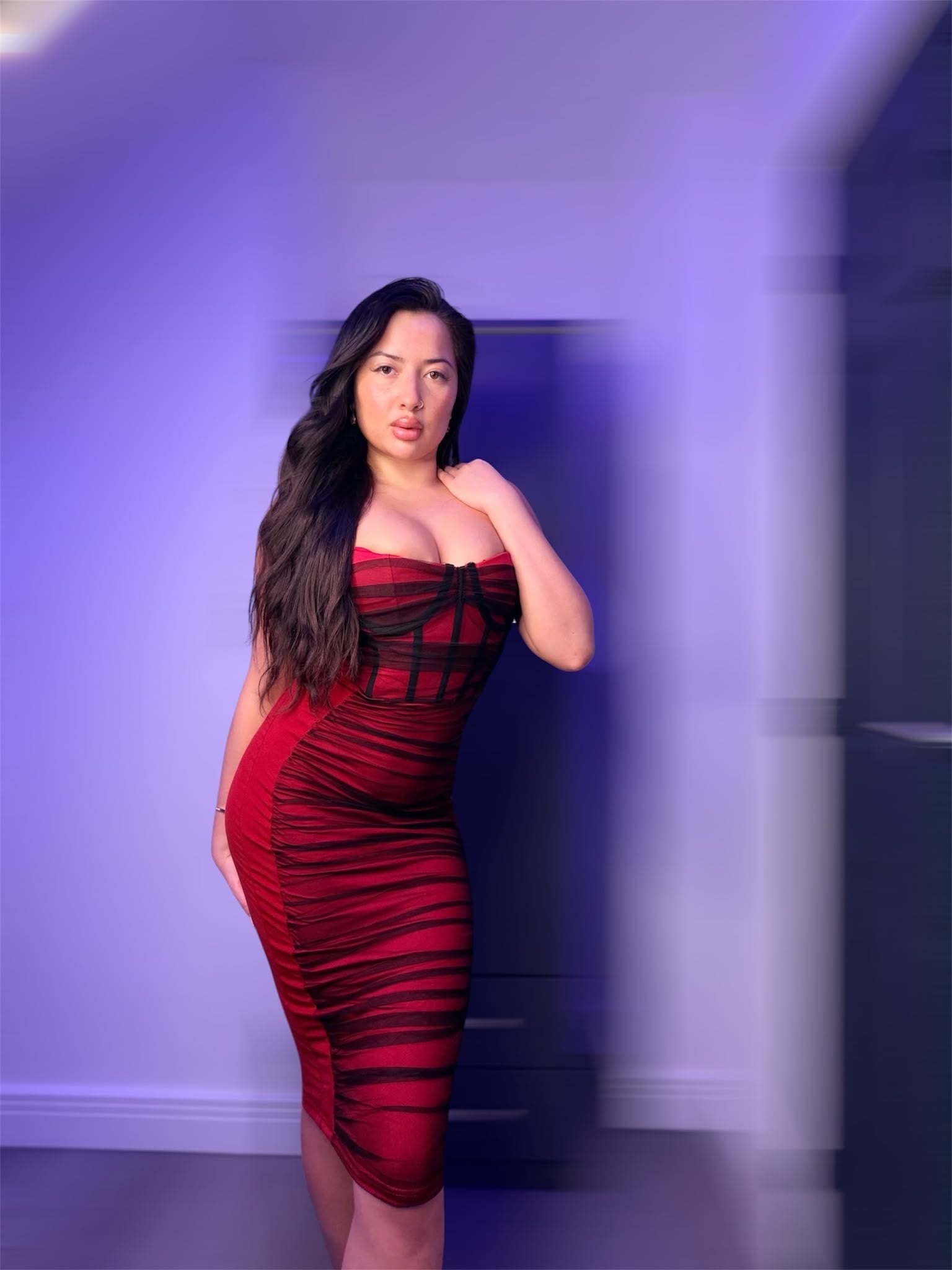 Red Body-Con Midi Dress