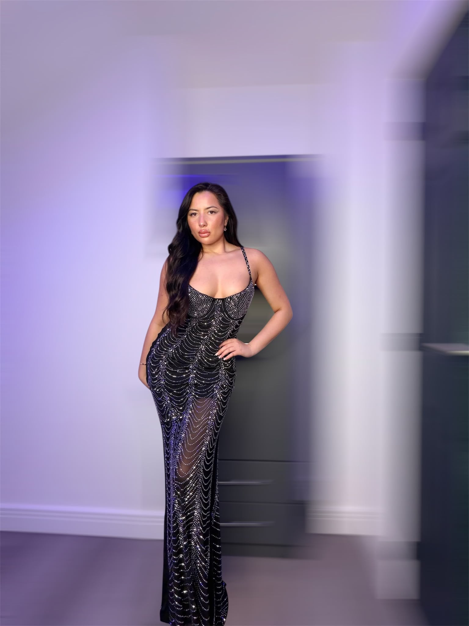 Black Sequin Maxi Dress
