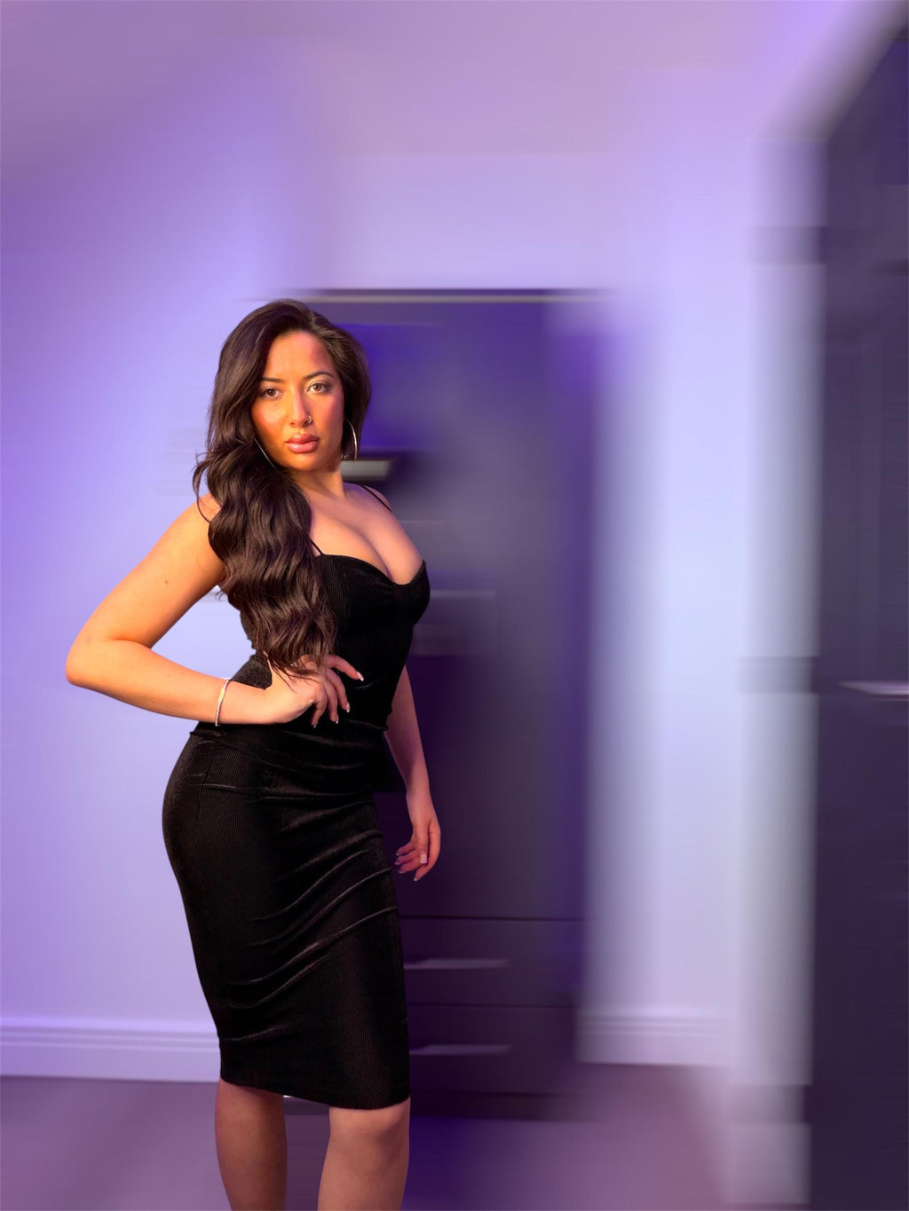 Black Velvet Midi Dress