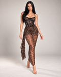 Leopard Print Laced Maxi Dress