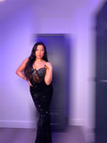Black Sequin Evening Dress