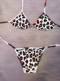 White Black And Orange Leopard Print Bikini Set