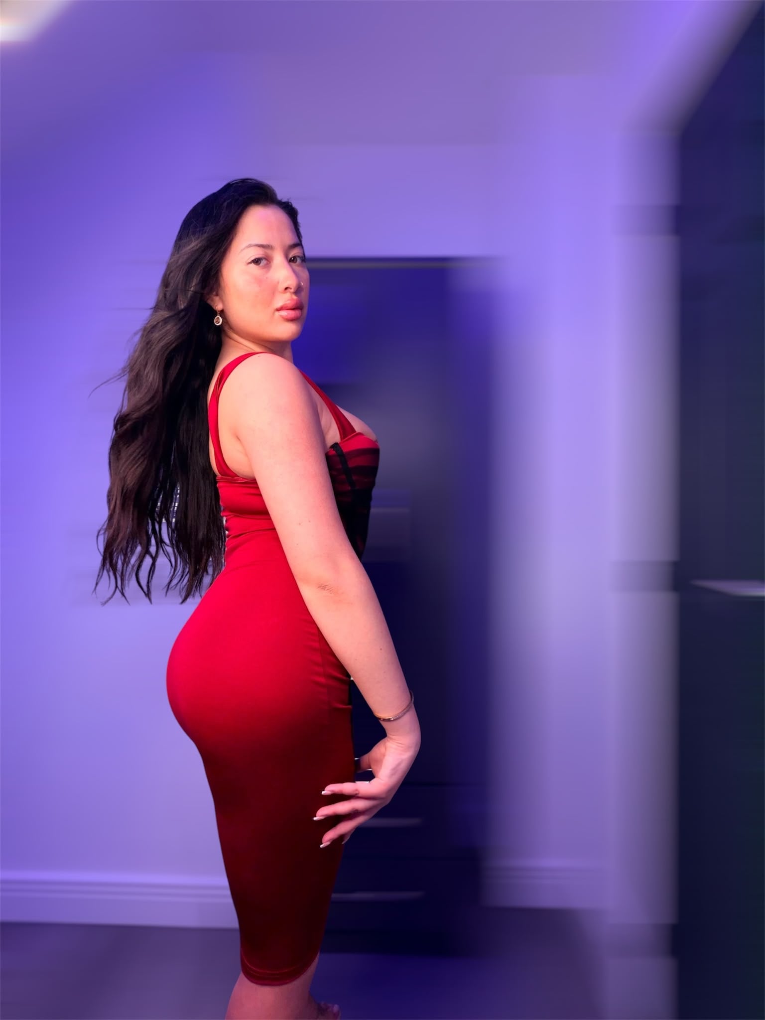 Red Body-Con Midi Dress