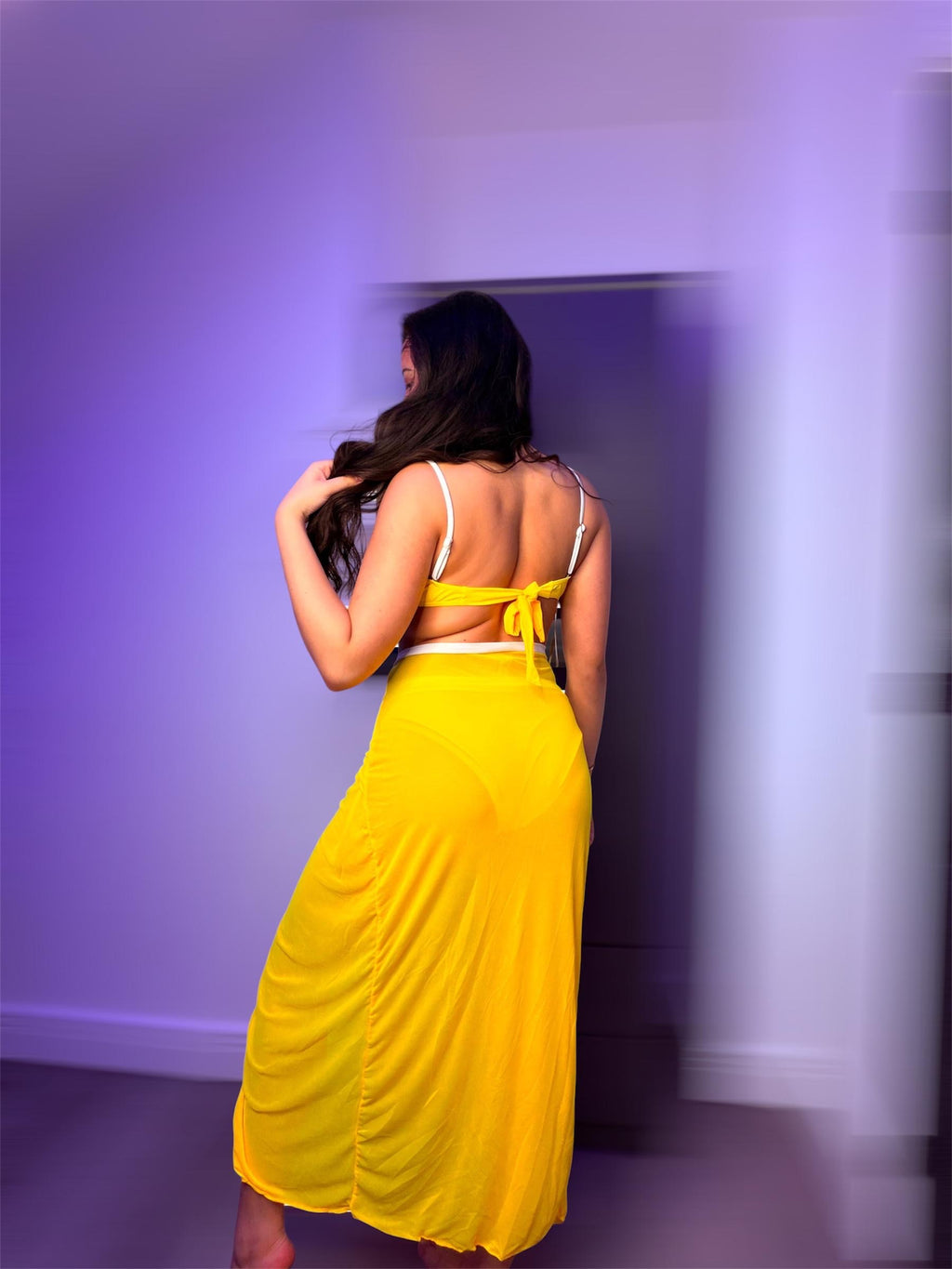 Yellow Sheer 3-Piece Swimwear Set