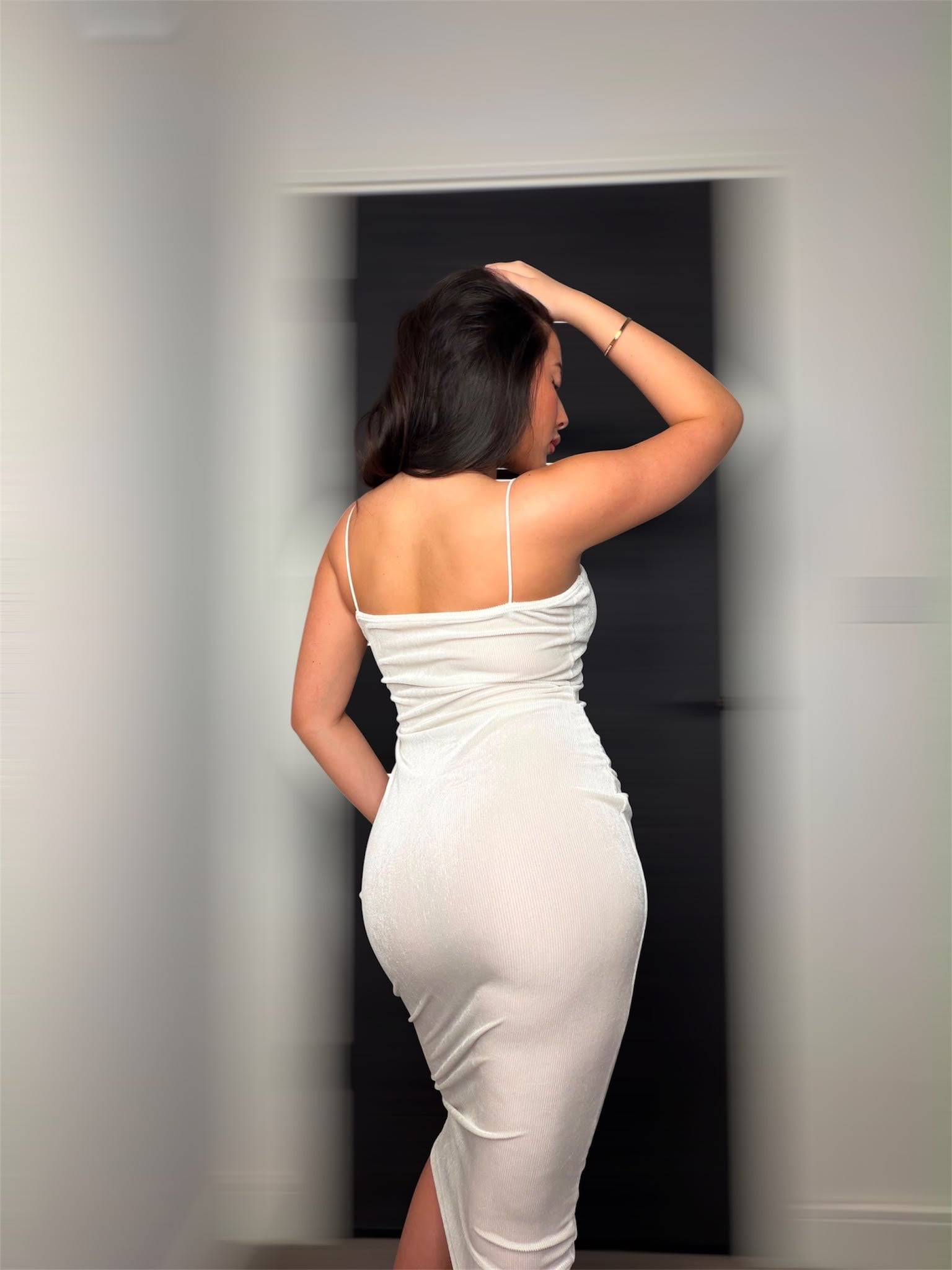 White Velvet Midi Dress