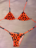 Orange And Black Leopard Print Bikini Set