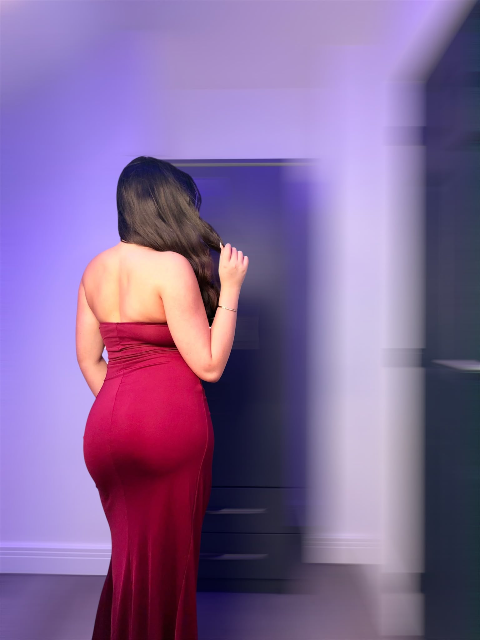 Strapless Burgundy Maxi Dress