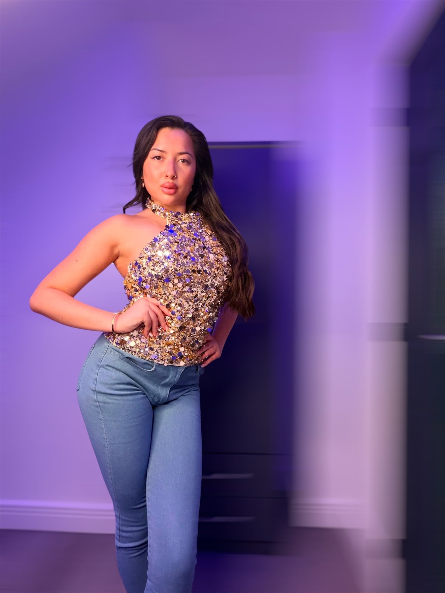 Light Blue Mid Rise Stretchy Jeans