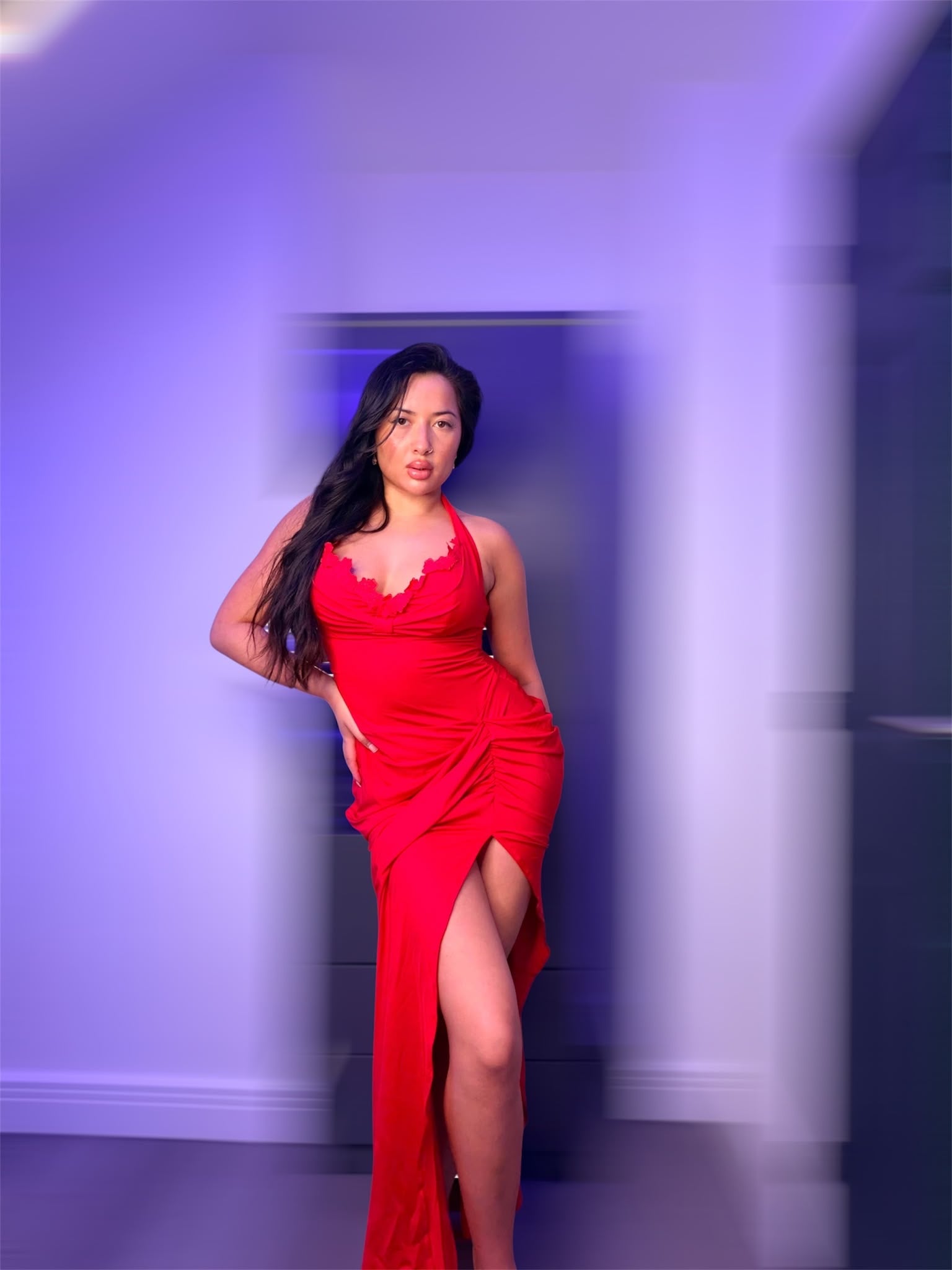 Red Halter Neck Maxi Dress