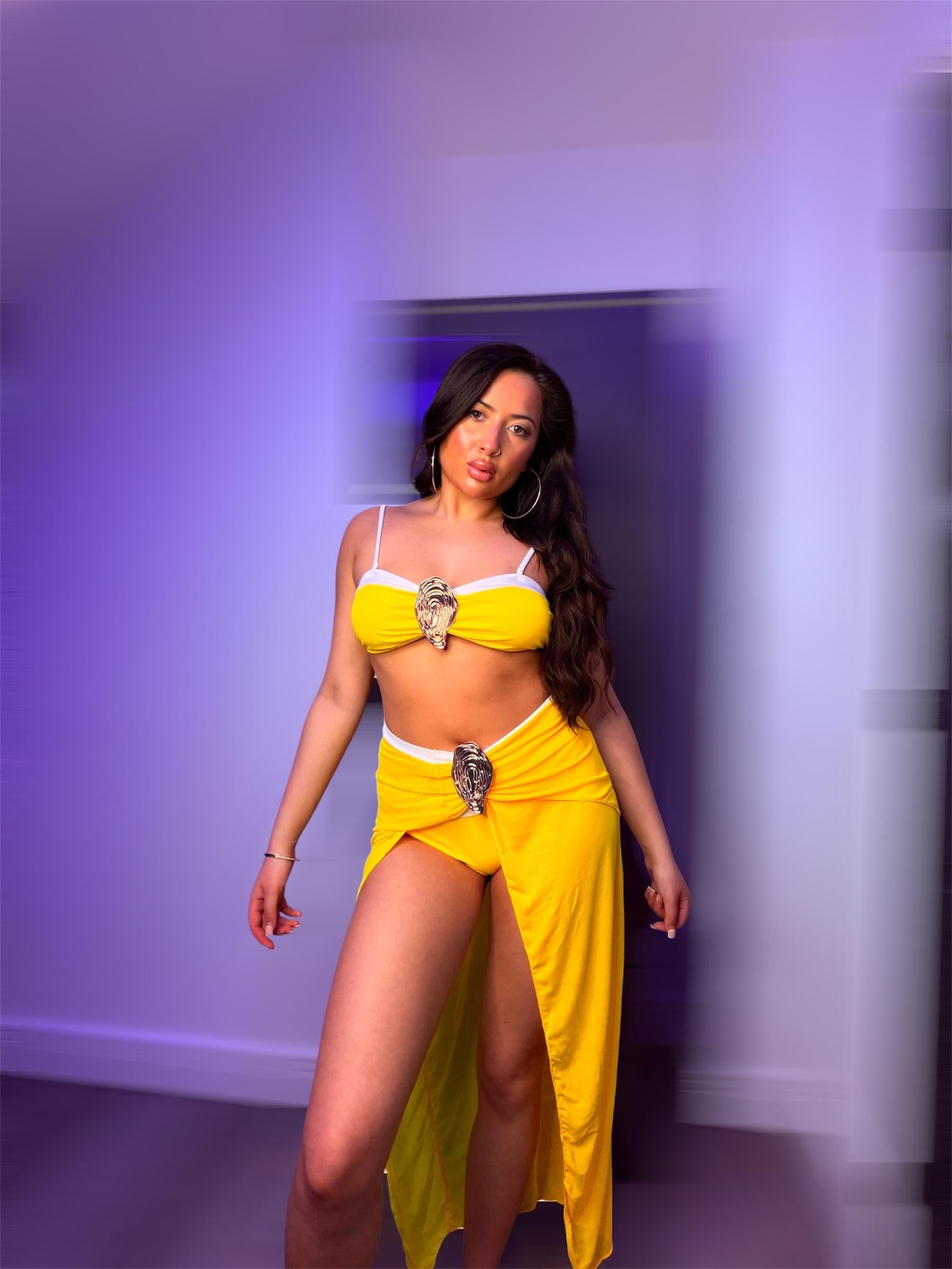 Yellow Sheer 3-Piece Swimwear Set
