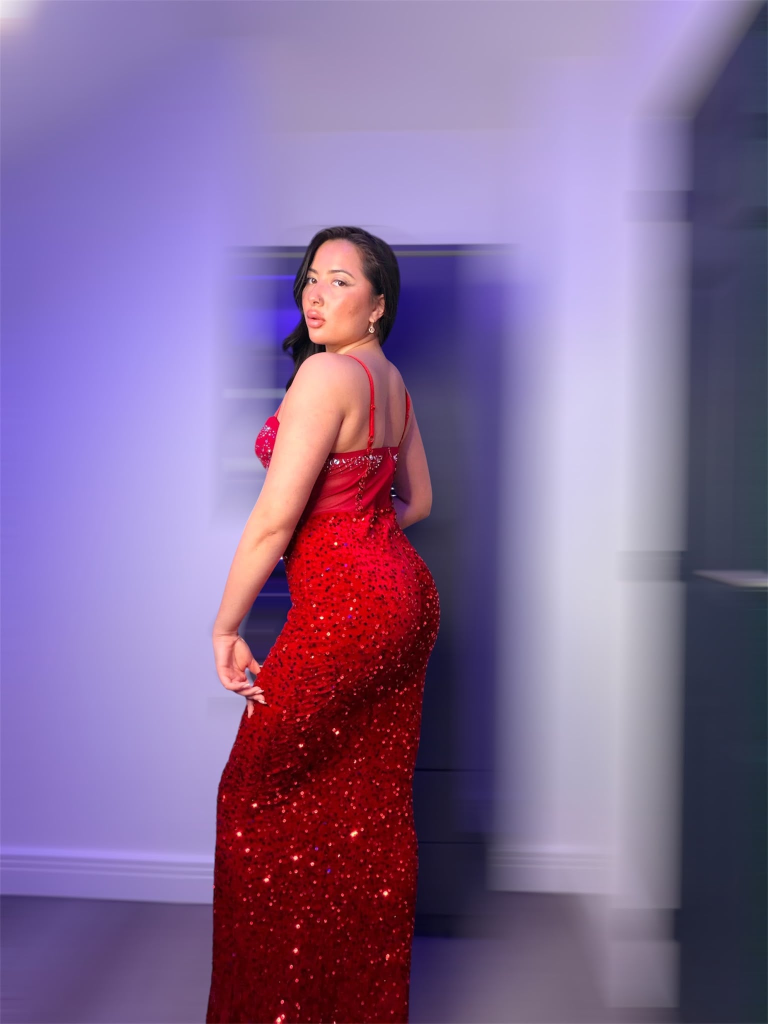 Red Sequin Evening Dress