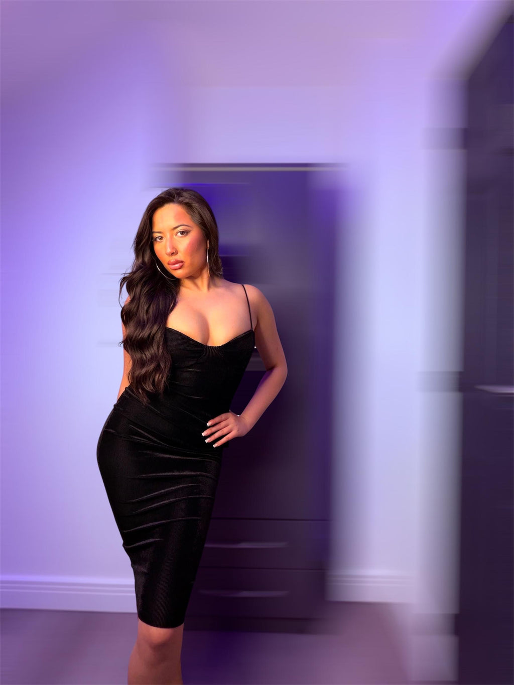 Black Velvet Midi Dress