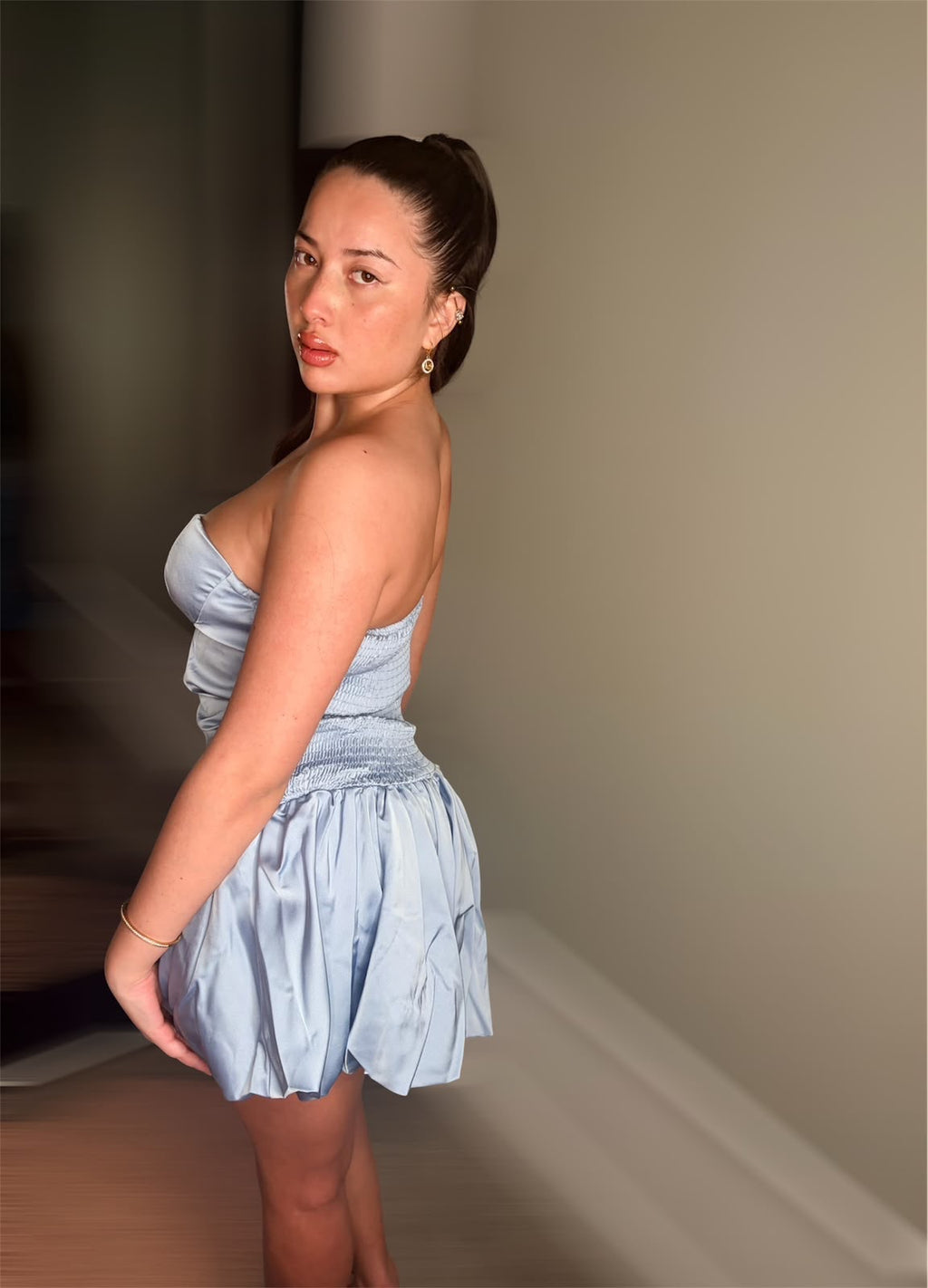 Baby Blue Satin Dress
