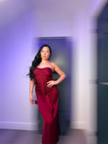 Strapless Burgundy Maxi Dress