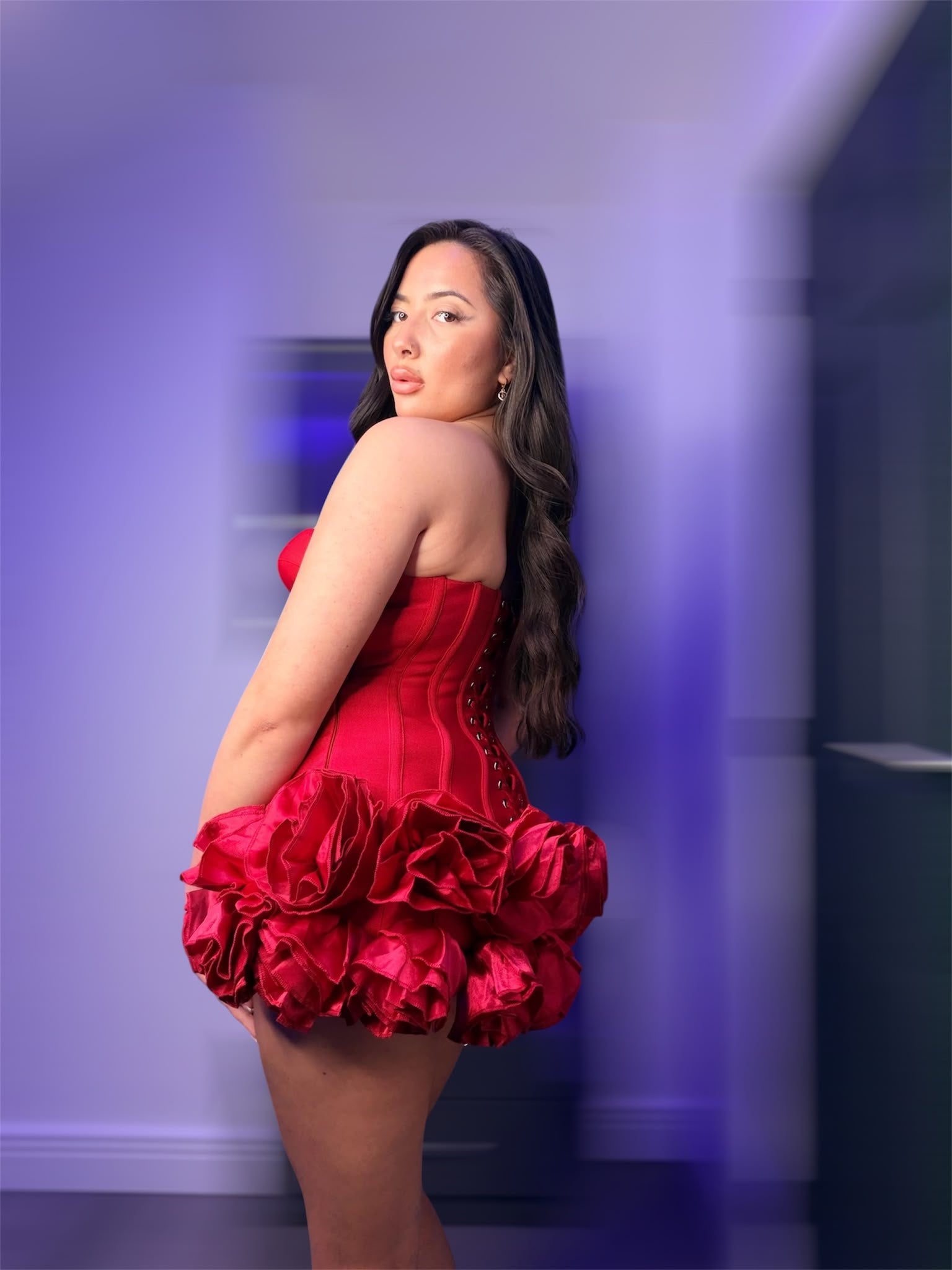 Red Corset Mini Skirt Dress