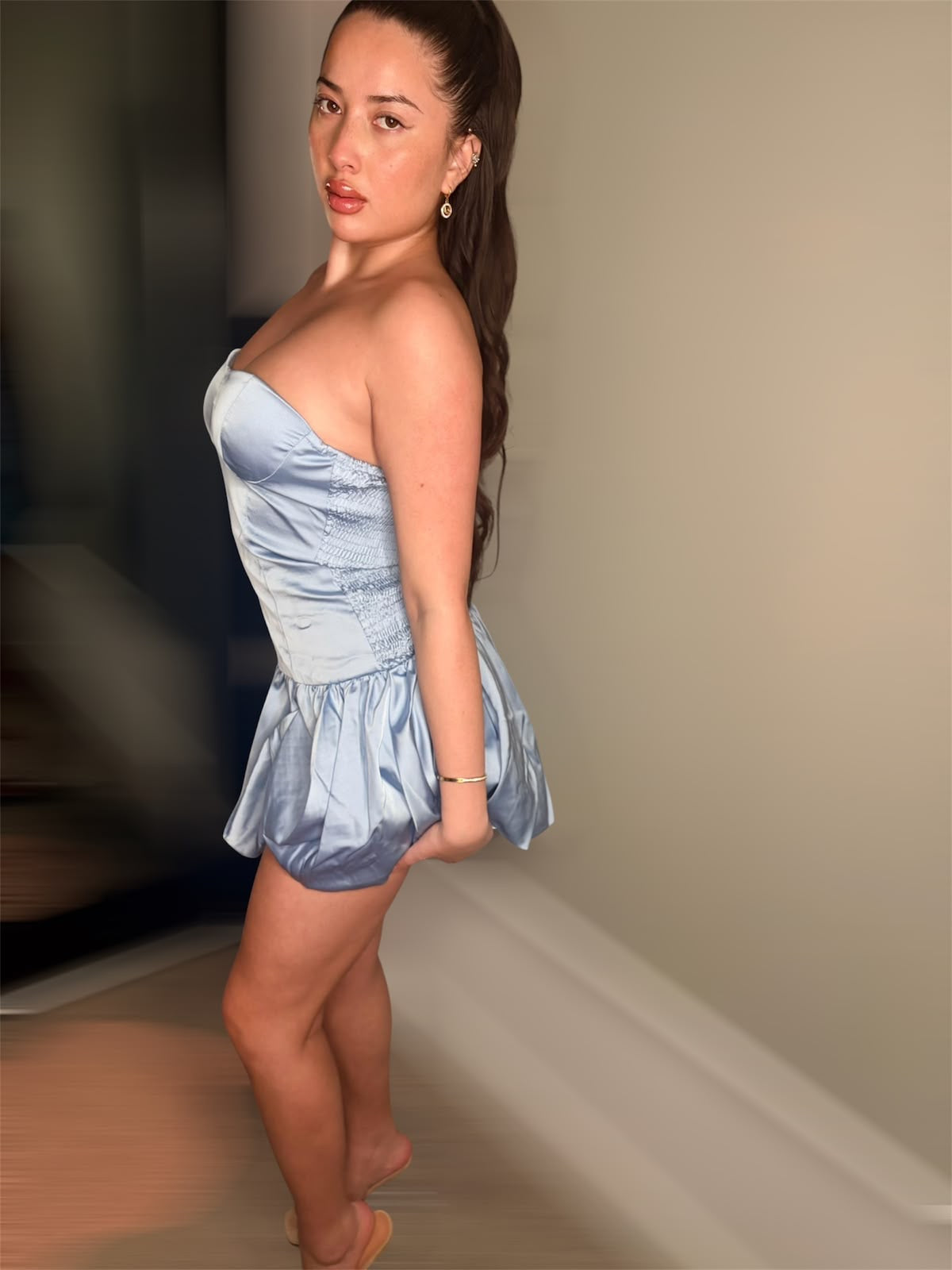 Baby Blue Satin Dress