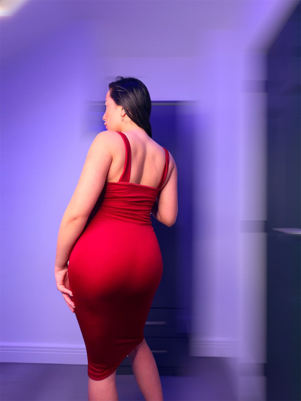 Red Body-Con Midi Dress