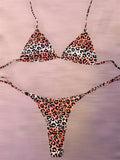 Peach And Black Leopard Print Bikini